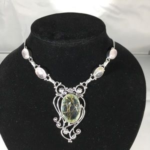 Golden Rutile Quartz, Rose Quartz Necklace